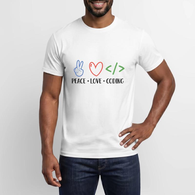 Peace Love Coding Coder Software Developer Program Männer T-Shirt