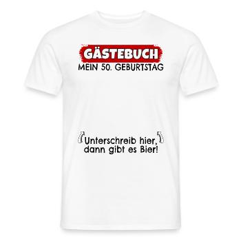 50. Geburtstag Gästebuch 50 Jahre alt Geschenk - Männer T-Shirt - Weiß - Vorne - AI Model Male 178 dark (178cm)