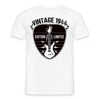 Vintage 1944 médiator guitare cadeau guitariste - T-shirt homme - blanc - Devant - AI Model Male 178 dark (178cm)