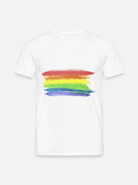LGBT Flagge Regenbogen Fahne Pride Gay Homosexuell - Männer T-Shirt - Weiß