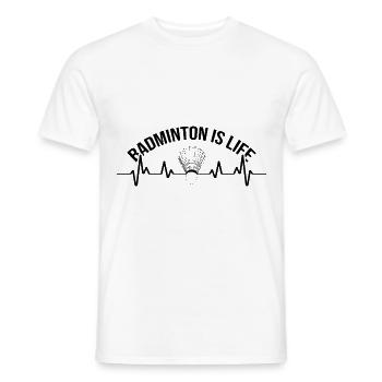 Ecg Heartbeat Badminton Player Shuttlecock Sports - Männer T-Shirt - Weiß - Vorne - AI Model Male 178 dark (178cm)
