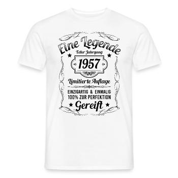 Geburtsjahr 1957 Vintage Geburtstag Legende 1957 - Männer T-Shirt - Weiß - Vorne - AI Model Male 178 dark (178cm)