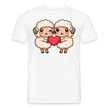 Schaf Paar Herz - Männer T-Shirt - Weiß - Vorne - AI Model Male 178 dark (178cm)