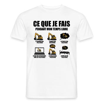 Ce que je fais pendant mon temps libre Pelleteuse - T-shirt homme - blanc - Devant - AI Model Male 178 dark (178cm)