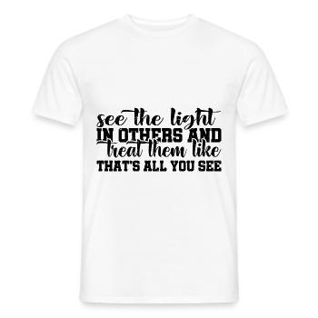 Voir la lumière chez les autres 4 - T-shirt homme - blanc - Devant - AI Model Male 178 dark (178cm)