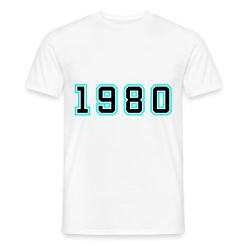 1980 Année Anniversaire - T-shirt homme - blanc - Devant - AI Model Male 178 dark (178cm)