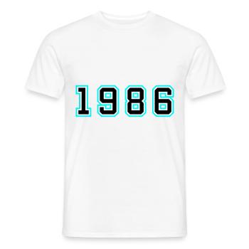 1986 Année Anniversaire - T-shirt homme - blanc - Devant - AI Model Male 178 dark (178cm)