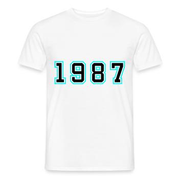 1987 Année Anniversaire - T-shirt homme - blanc - Devant - AI Model Male 178 dark (178cm)