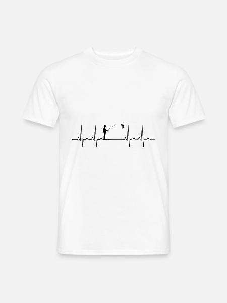 Angeln Fischen Geschenk Angler Herzschlag Fischer - Männer T-Shirt - Weiß