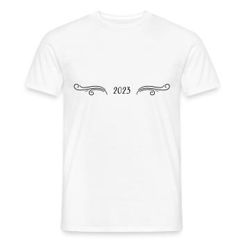 2023 - Jahr - Linie - Jahreswechsel - Männer T-Shirt - Weiß - Vorne - AI Model Male 178 dark (178cm)