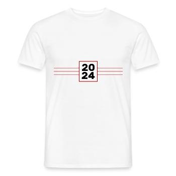2024 Jahr - Männer T-Shirt - Weiß - Vorne - AI Model Male 178 dark (178cm)
