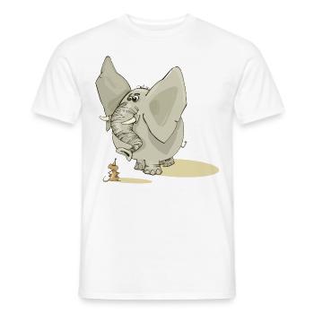 Risegier Elephant is afraid of little mouse - Men's T-Shirt - white - Front - AI Model Male 178 dark (178cm)