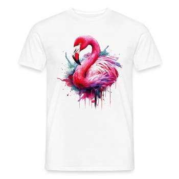 Flamingo Bird Exotic Summer Splash Pink Pink - Men's T-Shirt - white - Front - AI Model Male 178 dark (178cm)