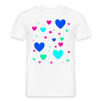 Hearts, Colorful, Blue, Pink, Pink, Heart - Men's T-Shirt - white - Front - AI Model Male 178 dark (178cm)