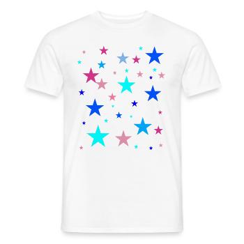 Sterne, bunt, blau, rosa, pink - Männer T-Shirt - Weiß - Vorne - AI Model Male 178 dark (178cm)