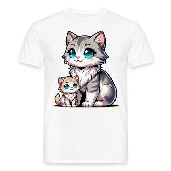 Süße Katzen Mama und Baby Illustration für - Männer T-Shirt - Weiß - Vorne - AI Model Male 178 dark (178cm)