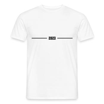 2023 - Jahr - Linie - Jahreswechsel - Männer T-Shirt - Weiß - Vorne - AI Model Male 178 dark (178cm)