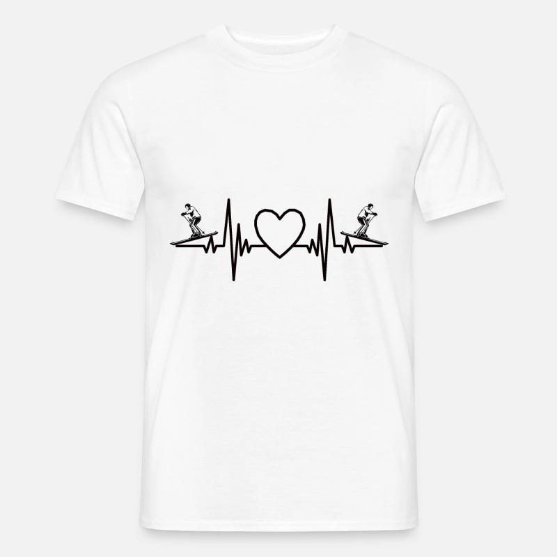 Ski Heartbeat Pulse Skier Sciatori ECG Sci - T-shirt uomo - bianco