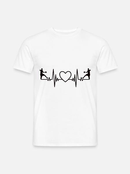 Handball Herzschlag Handballspieler EKG Handballer - Männer T-Shirt - Weiß