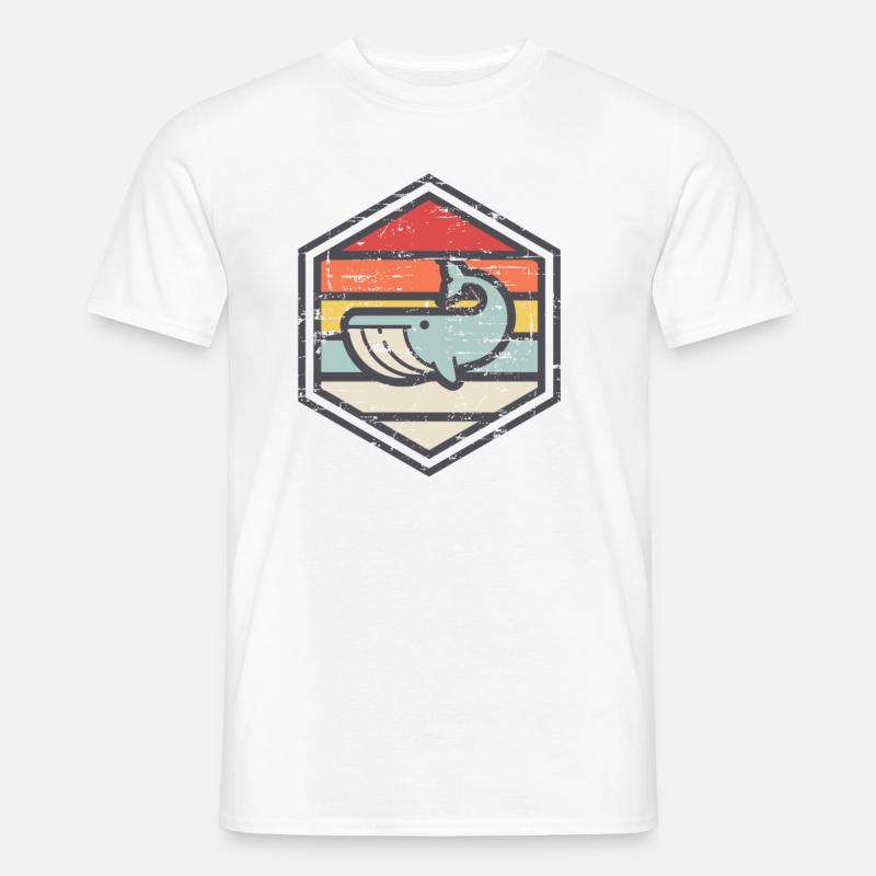 Retro Abzeichen Wal Licht - Männer T-Shirt - Weiß