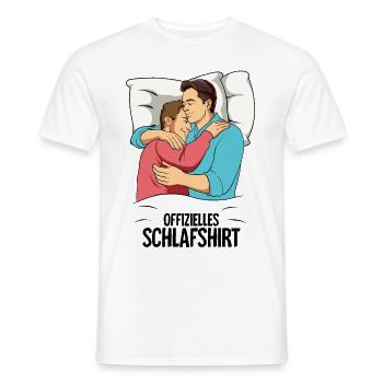 Chemise de nuit officielle pour homme gay - T-shirt homme - blanc - Devant - AI Model Male 178 dark (178cm)