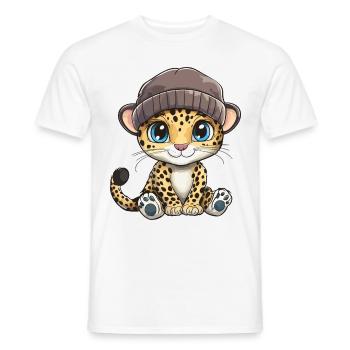 Leopard Cute Cute Baby Kids Animal Cartoon - Men's T-Shirt - white - Front - AI Model Male 178 dark (178cm)