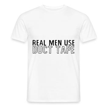 Les vrais hommes utilisent du ruban adhésif - T-shirt homme - blanc - Devant - AI Model Male 178 dark (178cm)