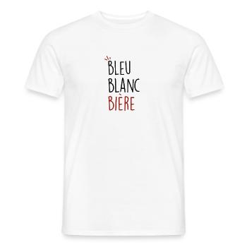 bleu blanc bière - T-shirt homme - blanc - Devant - AI Model Male 178 dark (178cm)