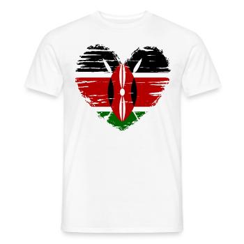 Kenya Heart Flag Flag Coat of Arms - Men's T-Shirt - white - Front - AI Model Male 178 dark (178cm)