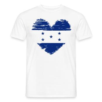 Honduras coeur drapeau drapeau blason - T-shirt homme - blanc - Devant - AI Model Male 178 dark (178cm)