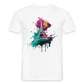 Paris France City Skyline Tour Eiffel Art - T-shirt homme - blanc - Devant - AI Model Male 178 dark (178cm)