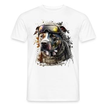 Pit Bull als Soldat - Männer T-Shirt - Weiß - Vorne - AI Model Male 178 dark (178cm)