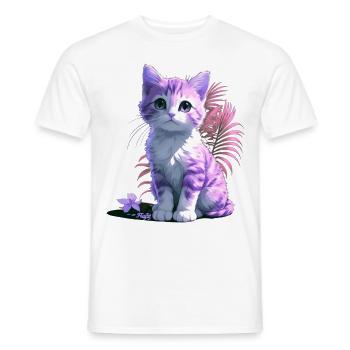Tropical Kitten 🐾 - Men's T-Shirt - white - Front - AI Model Male 178 dark (178cm)