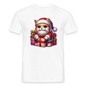Santa Claus Cat Santa Claus Christmas - Men's T-Shirt - white - Front - AI Model Male 178 dark (178cm)
