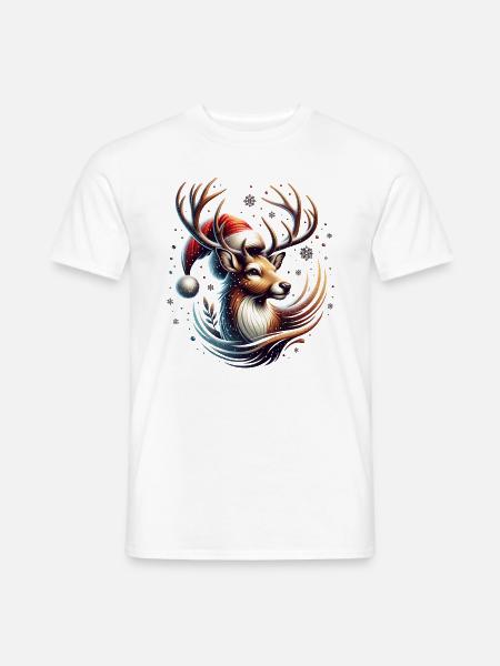 Rentier Winter - Männer T-Shirt - Weiß