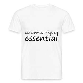 Le gouvernement dit que je suis essentiel 7 - T-shirt homme - blanc - Devant - AI Model Male 178 dark (178cm)