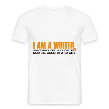 Tout ce que vous dites ou faites peut être utilisé dans une histoire 30 - T-shirt homme - blanc - Devant - AI Model Male 178 dark (178cm)
