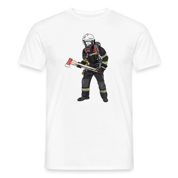 Firefighter in equipment - Men's T-Shirt - white - Front - AI Model Male 178 dark (178cm)