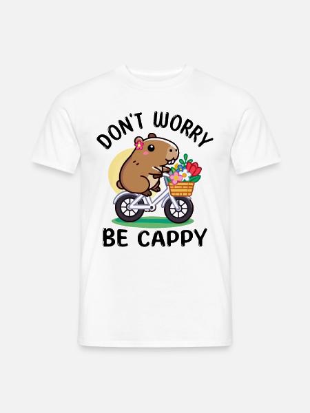 Süßes Capybara auf Fahrrad mit Blumen - Männer T-Shirt - Weiß