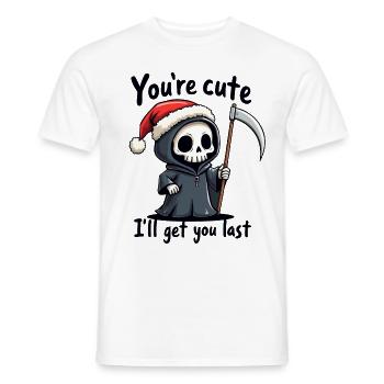Süßer Sensenmann mit Weihnachtsmütze - Männer T-Shirt - Weiß - Vorne - AI Model Male 178 dark (178cm)