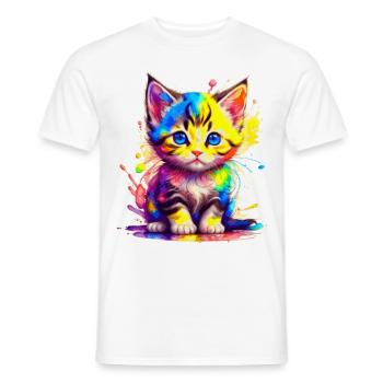 Rainbow Kitty - Men's T-Shirt - white - Front - AI Model Male 178 dark (178cm)