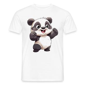 Panda Bear Rejoices Laughs Cute Cute Cartoon - Men's T-Shirt - white - Front - AI Model Male 178 dark (178cm)