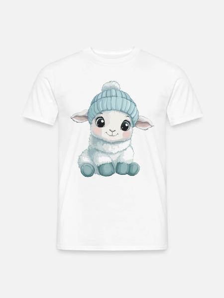 Schaf Süß Niedlich Baby Kinder Tier Lamm Cartoon - Männer T-Shirt - Weiß