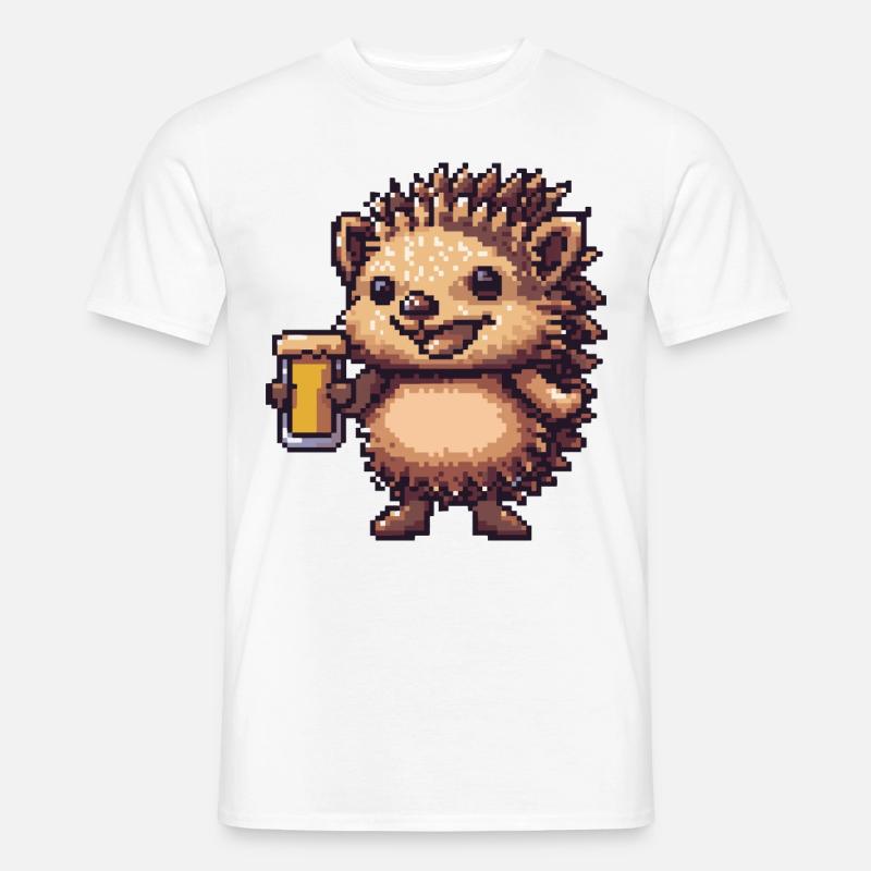 Igel Bier Pixel - Männer T-Shirt - Weiß