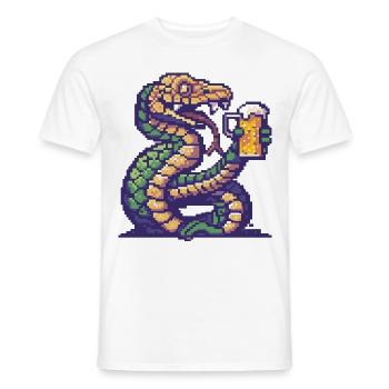 Schlange Kobra Bier Pixel - Männer T-Shirt - Weiß - Vorne - AI Model Male 178 dark (178cm)