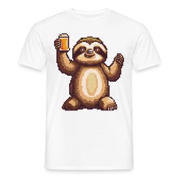 Faultier Bier Pixel - Männer T-Shirt - Weiß - Vorne - AI Model Male 178 dark (178cm)