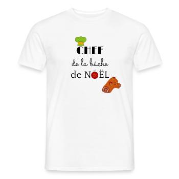 Chef de la bûche de noël - T-shirt homme - blanc - Devant - AI Model Male 178 dark (178cm)