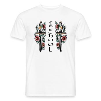 Double dague composition floral colorée old-school - T-shirt homme - blanc - Devant - AI Model Male 178 dark (178cm)