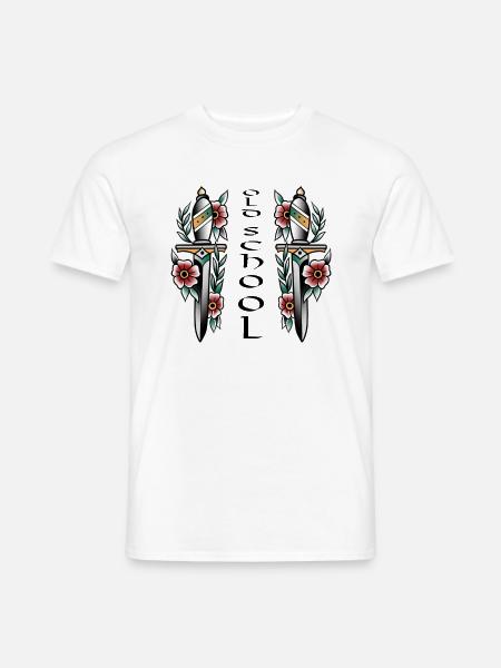 Dobbelt dolk farverigt old-school blomsterarrangement - Mænd T-shirt - hvid