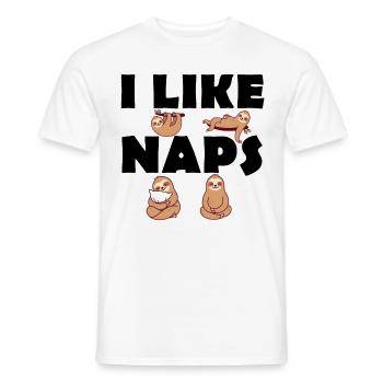 I like Naps - Sloths - Late risers - Men's T-Shirt - white - Front - AI Model Male 178 dark (178cm)